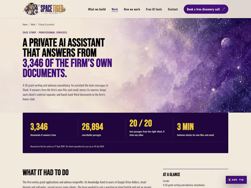 Cover image for A private AI assistant for a grant-writing firm