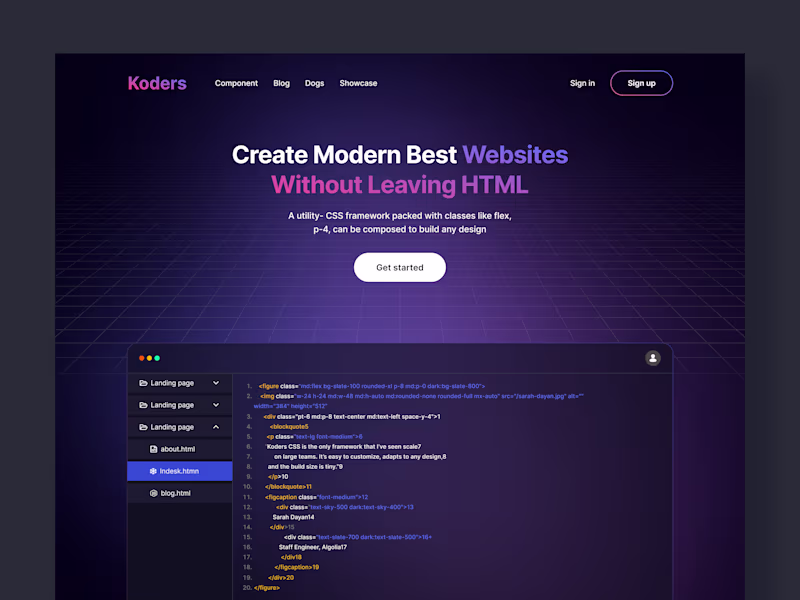Cover image for Koders...Web Builder Sass landing