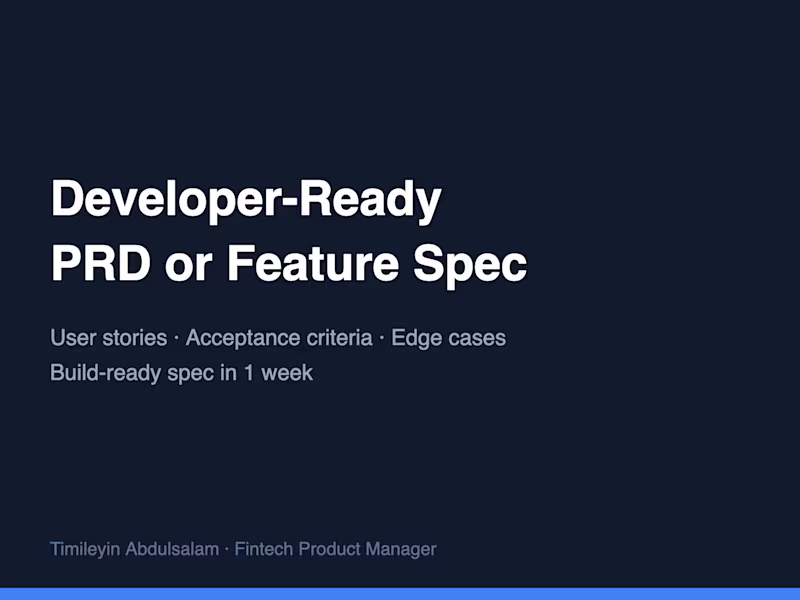 Cover image for Developer-Ready PRD or Feature Spec