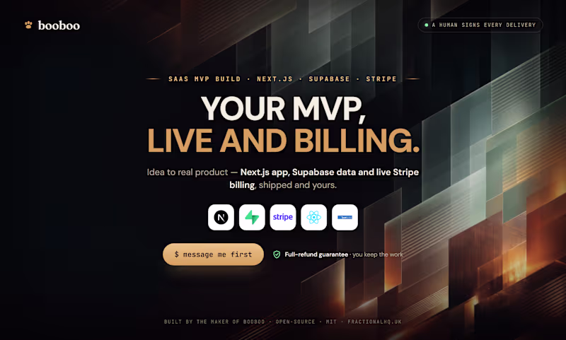 Cover image for SaaS MVP build — Next.js, Supabase & live Stripe billing