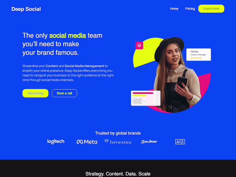 Cover image for Deepsocial Landing Page designed on Webflow