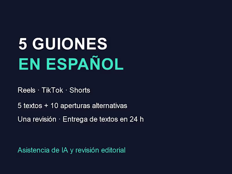 Cover image for 5 guiones en español para Reels, TikTok y Shorts