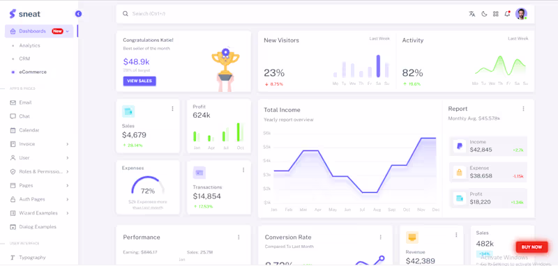 Cover image for Dashboard For a Social Media and E-commerce