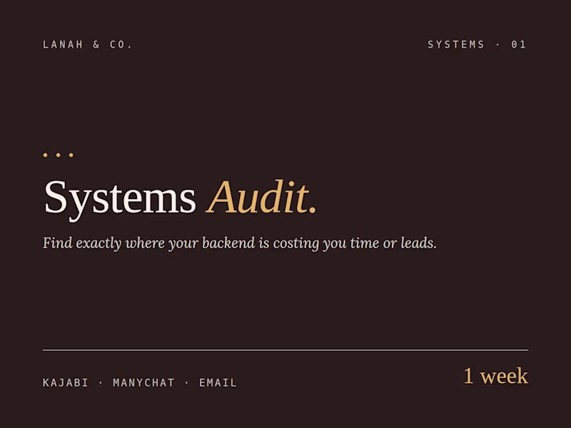 Cover image for Systems Audit – Kajabi & Backend Review for Coaches