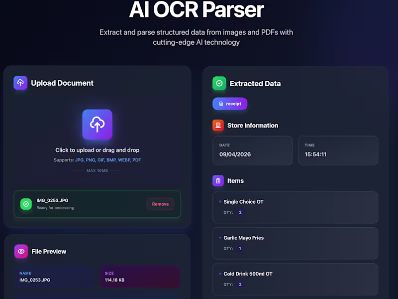 Cover image for OCR Receipt Parsing Microservice (AI-Powered