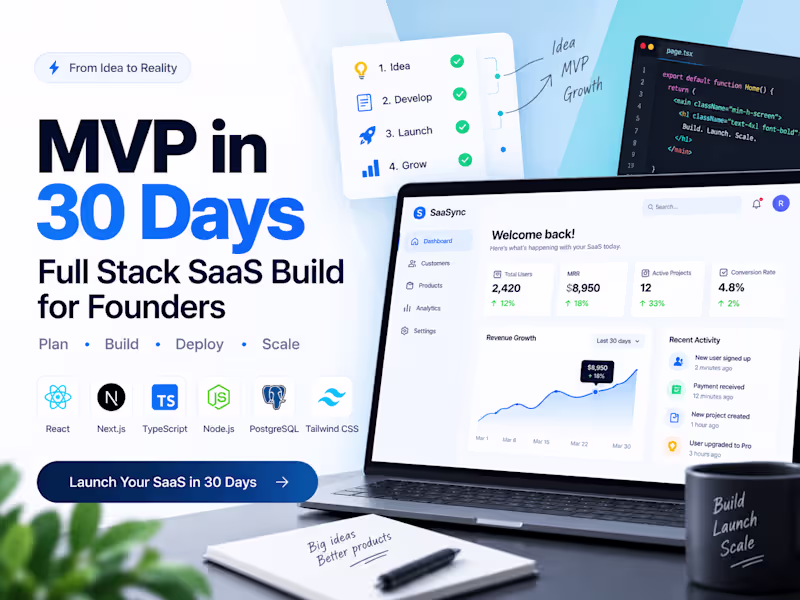 Cover image for MVP in 30 Days | Full Stack SaaS Build for Founders