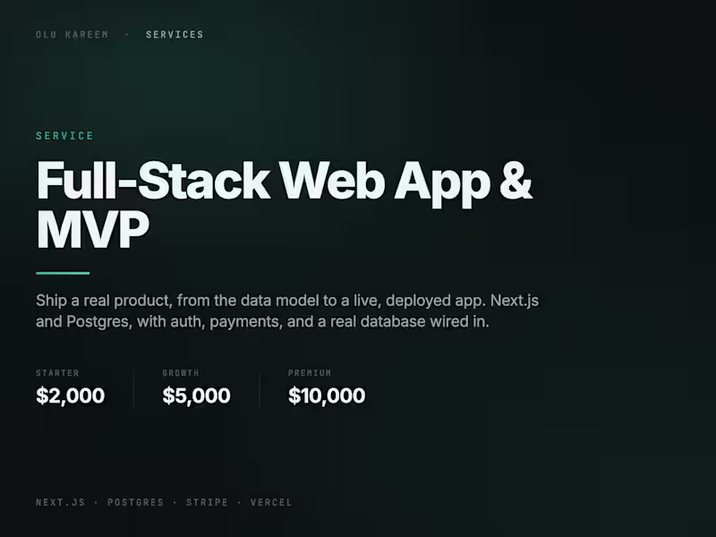 Cover image for Full-Stack Web App & MVP