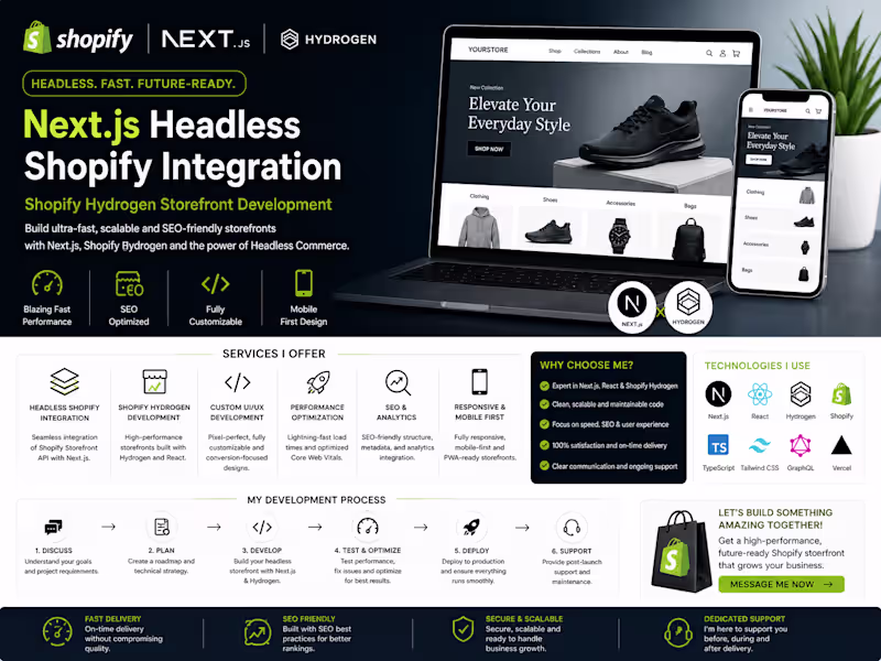 Cover image for My Expertise:
Headless Shopify Development •