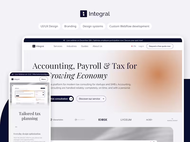 Cover image for Webflow Growth Platform Development for Integral