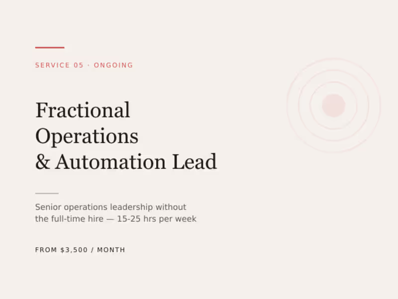 Cover image for Fractional Operations & Automation Lead — Ongoing Retainer