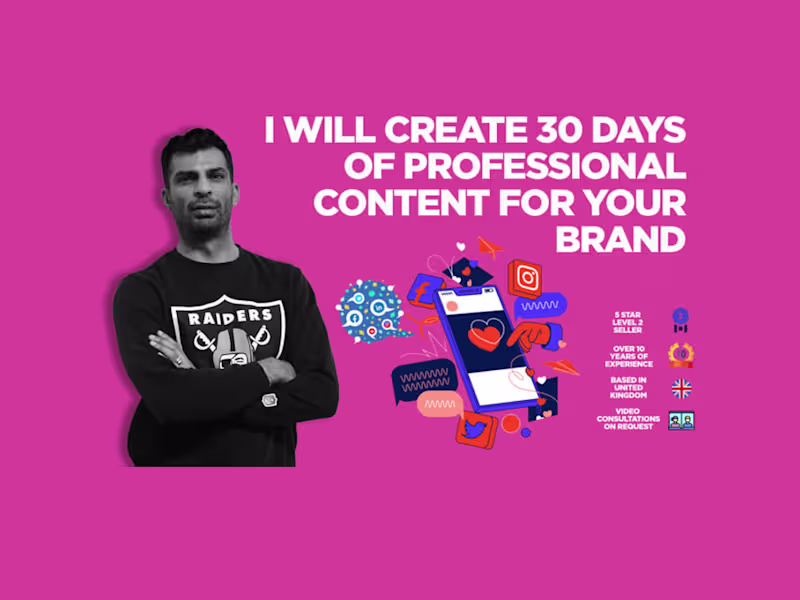 Cover image for 30 days of social media content (3 posts per week / 2 channels)