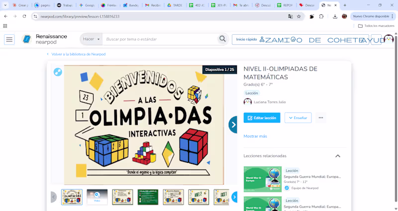 Cover image for Olimpiada de Matemáticas gamificada diseñada