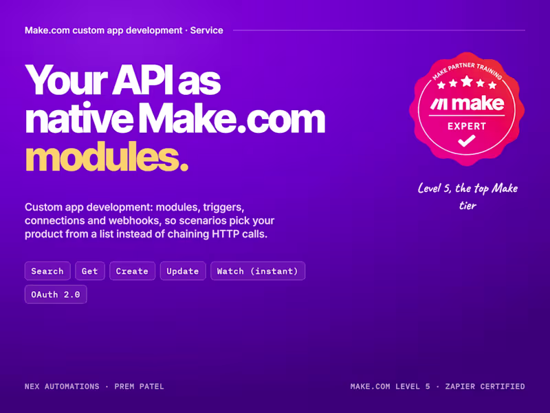 Cover image for Make.com Custom App Development: Your API as Native Modules