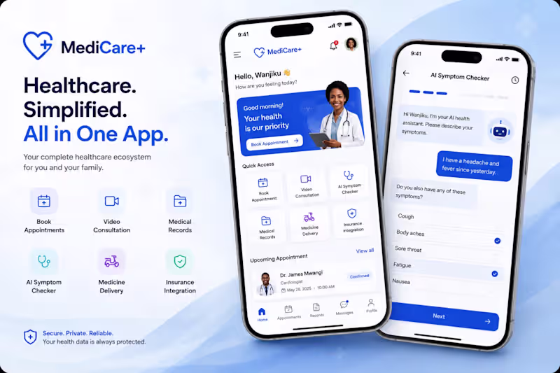Cover image for MediCare+ | Healthcare App Design