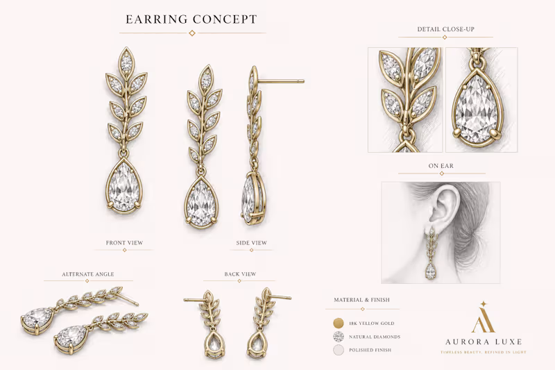 Cover image for Luxury Earring Design & Detailed Jewelry Concept Sketch