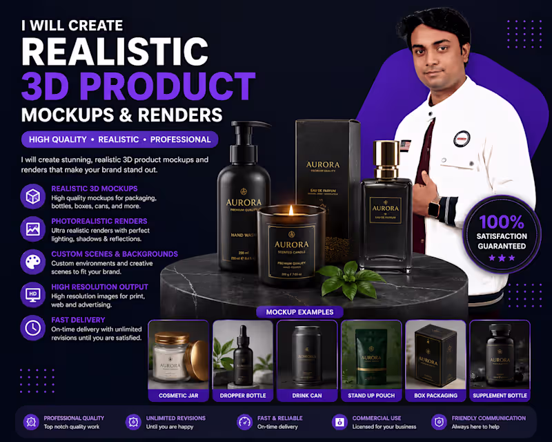 Cover image for I will create realistic 3d product mockups and renders
