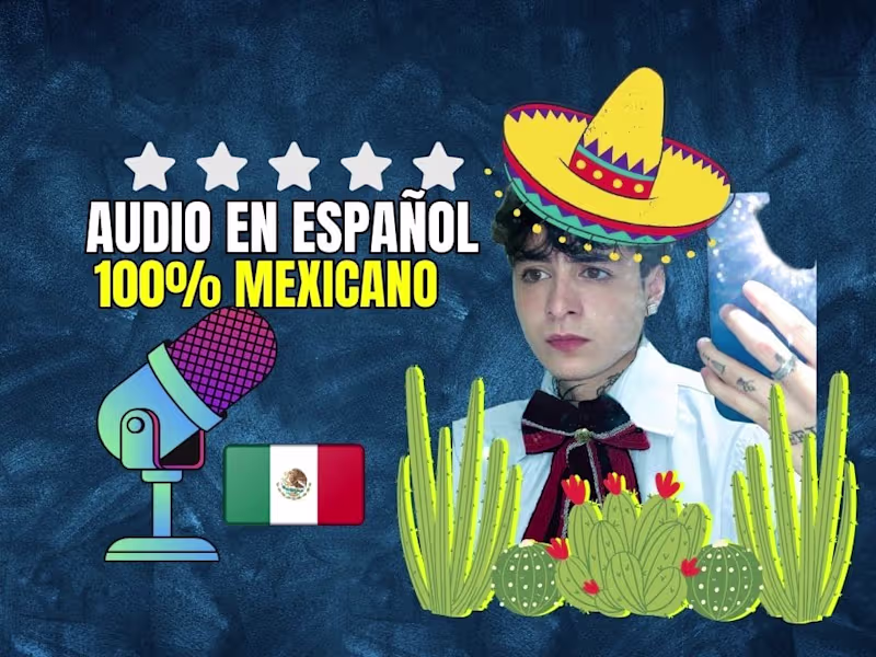 Cover image for Grabaré con voz masculina con acento español mexicano.