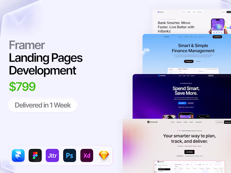 Cover image for Framer Landing Page Projects - $799 | 1 Week
