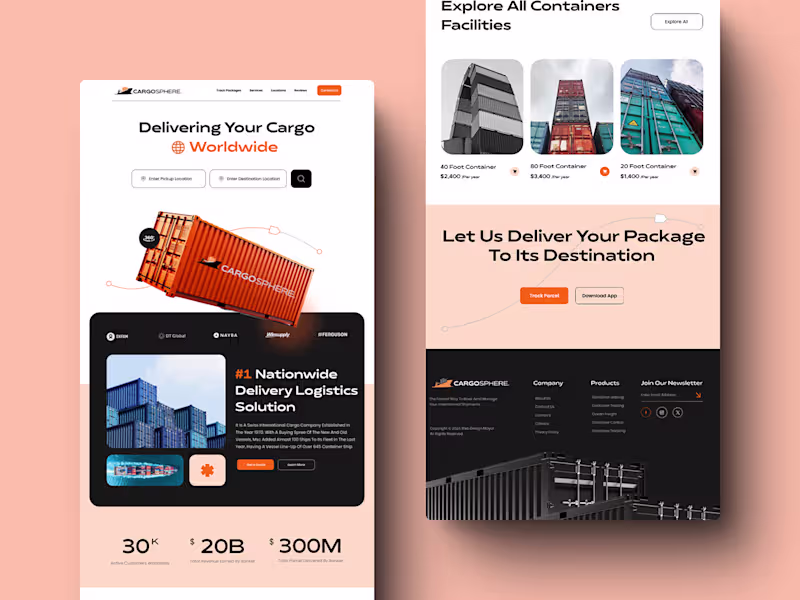 Cover image for CargoSphere - Logistics & Cargo Delivery Website Design