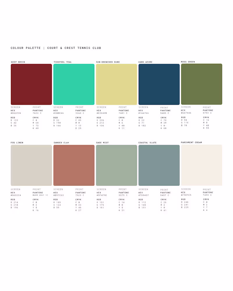 Cover image for Court & Crest NYC Tennis Club: Brand Identity Project