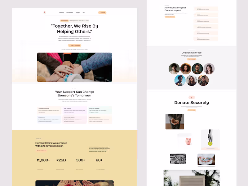 Cover image for HumanHelpinz | Donation Landing Page made in Framer