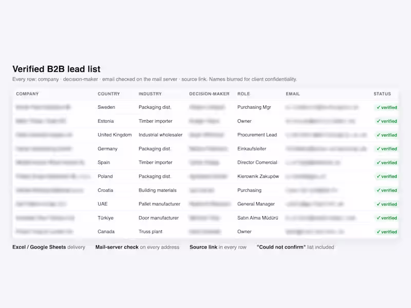 Cover image for B2B lead list: 400 companies, emails, phones, LinkedIn + segment
