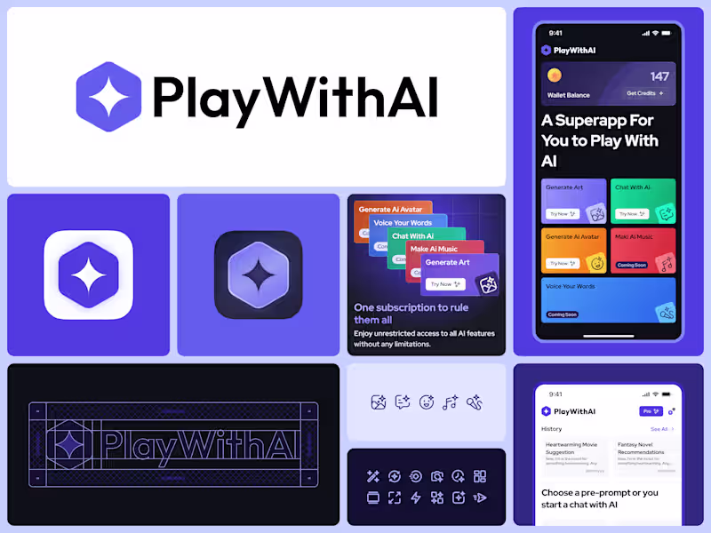 Cover image for PlayWithAI - Branding & Mobile app Design for Generative AI