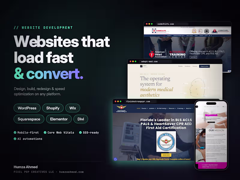 Cover image for Website Development | WordPress | Shopify | Wix | Divi | Square