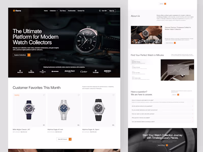 Cover image for Luxury Watch Ecommerce Website Design for Eterna