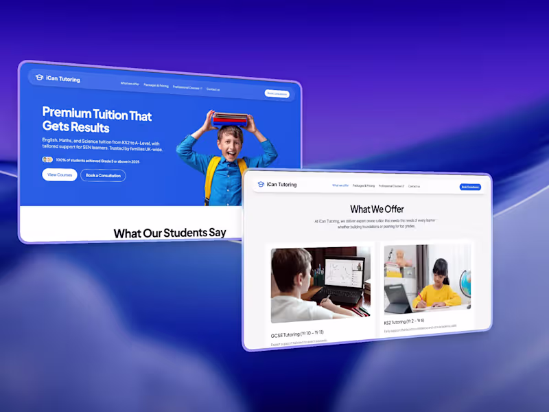 Cover image for iCan Tutoring - Landing Page & Web Development