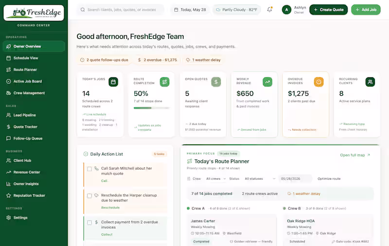 Cover image for Landscaping Company Internal Service Dashboard