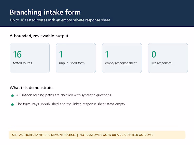 Cover image for build a branching intake form with up to 16 tested routes