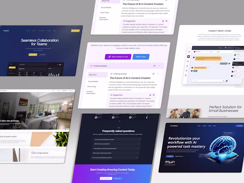 Cover image for Website design & development with copywriting in Framer/Webflow.