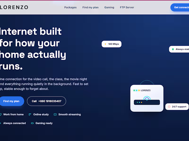 Cover image for Lorenzo Broadband — ISP Site + Role-Based Admin CMS