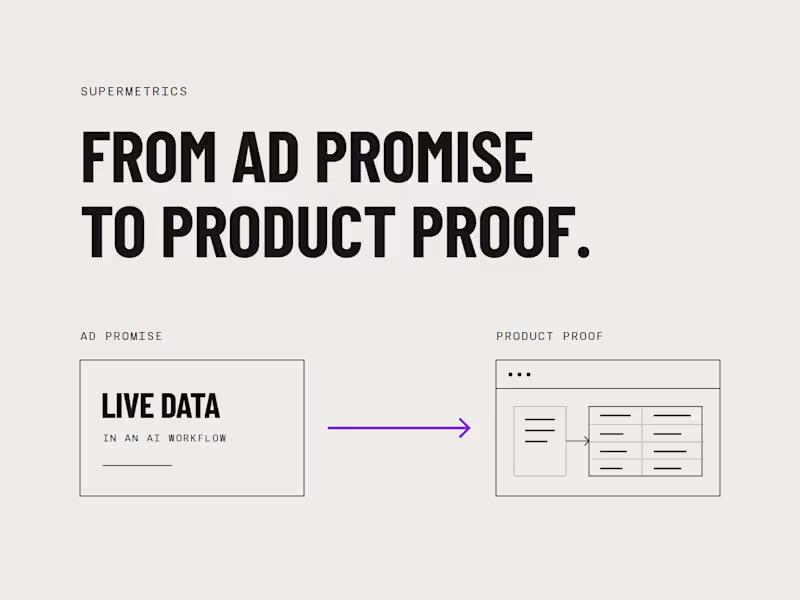 Cover image for Supermetrics | From Ad Promise to Product Proof