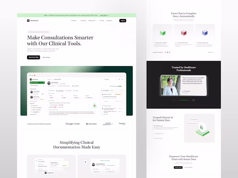 Cover image for MedAssist AI Medical SaaS Landing Page Design