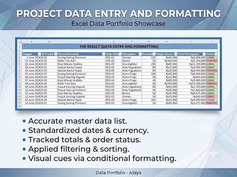Cover image for Professional Excel Data Entry & Formatting 