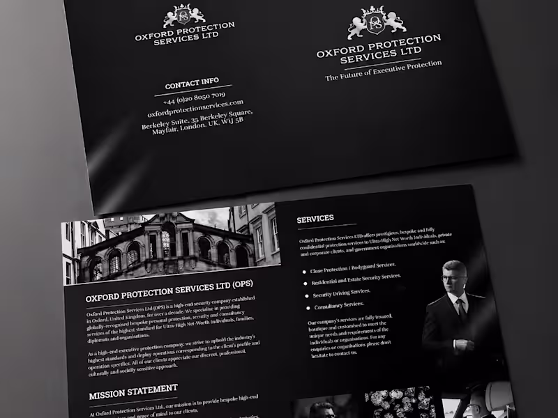 Cover image for Security Services Brand One‑Pager & Pitch Collateral