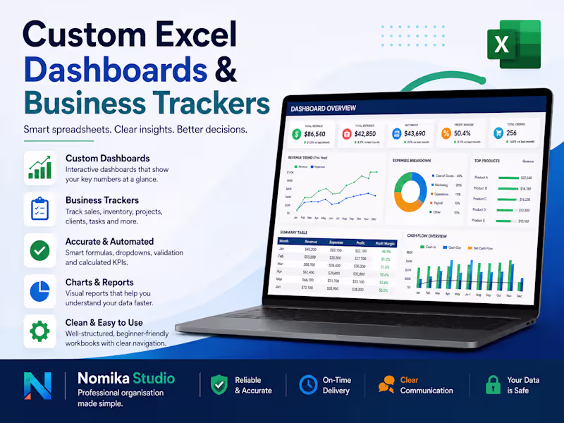 Cover image for Custom Excel Dashboards & Business Trackers