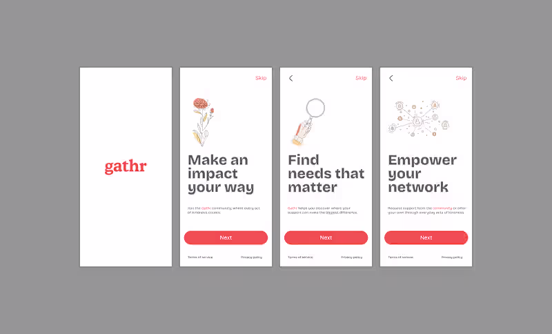Cover image for Redesigned Gathr's mobile onboarding screens,