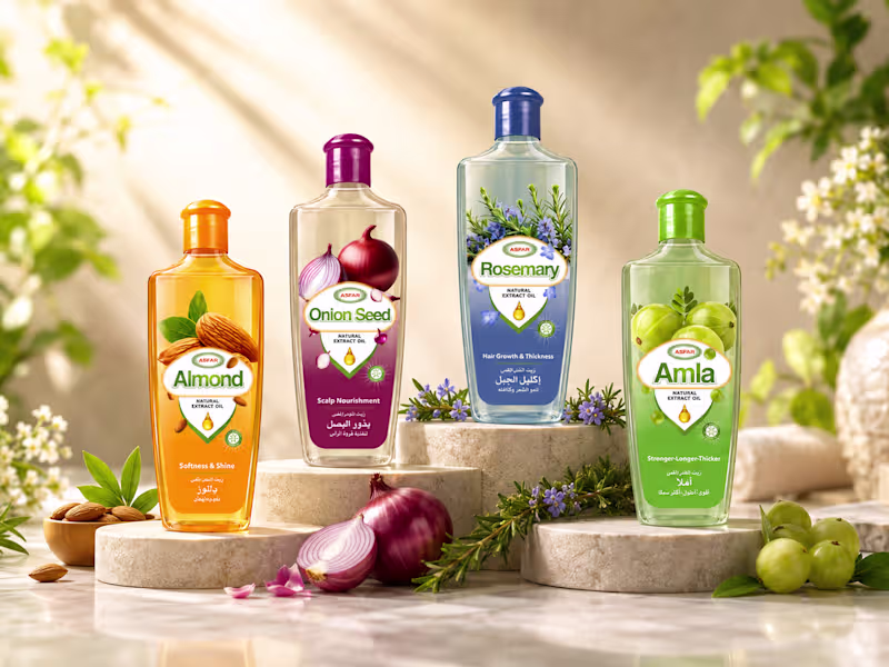 Cover image for lmond, Onion Seed, Rosemary & Amla Oil – Packaging Design
