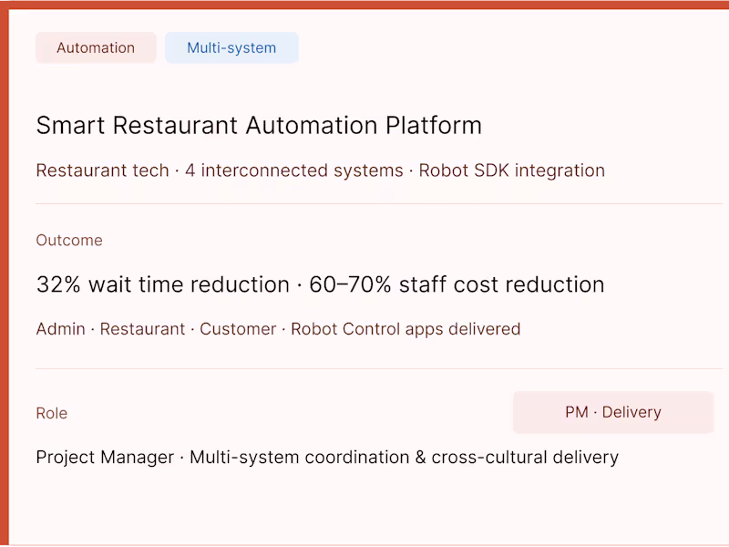 Cover image for Smart Restaurant Automation Platform