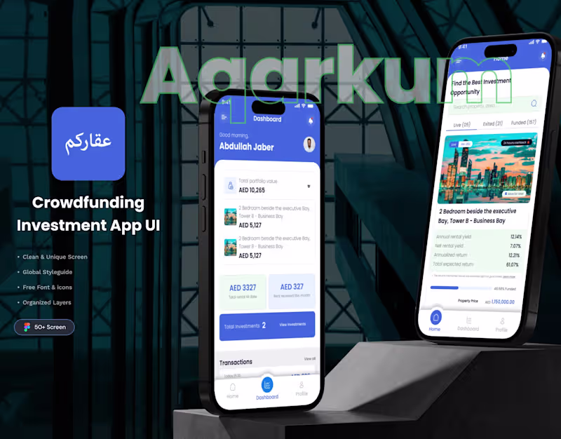 Cover image for Aqarkum – Crowdfunding Real Estate App | Pixwelz