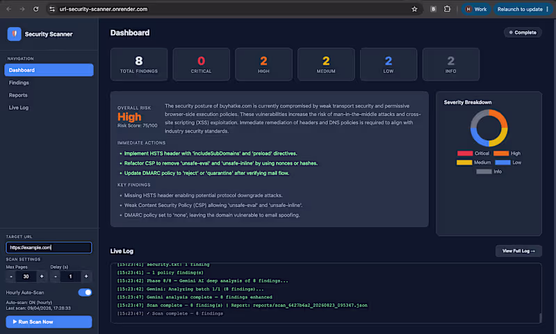 Cover image for URL Security Scanner