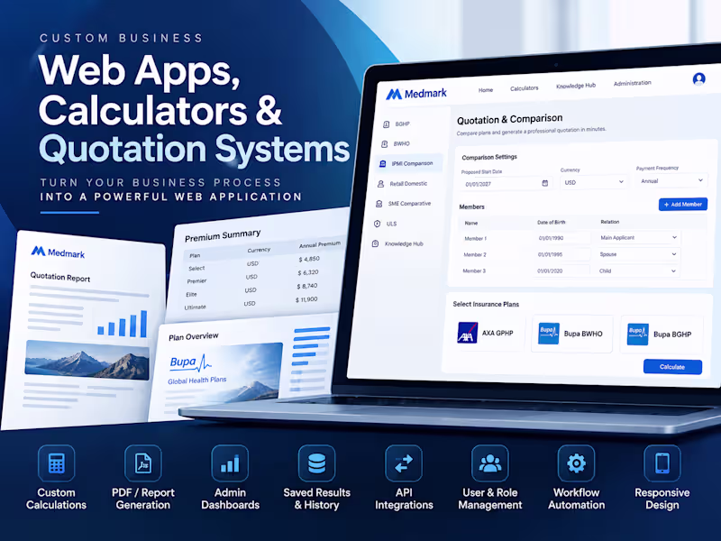 Cover image for Custom Business Web App, Calculator & Quotation System