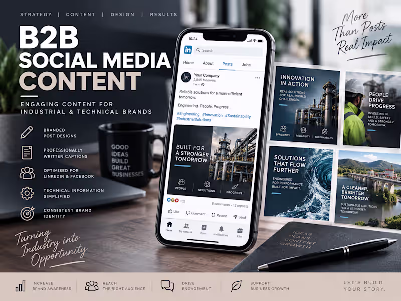 Cover image for 5 Branded B2B Social Media Posts + Captions