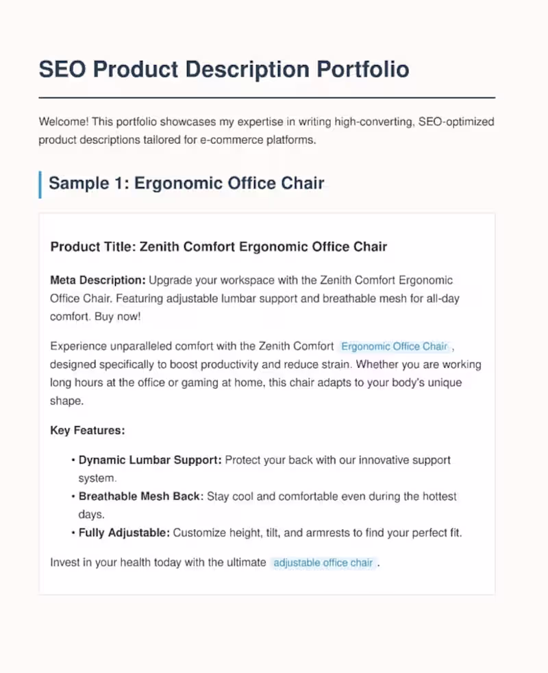 Cover image for Ergonomic Office Chair
Product Title: Zenith