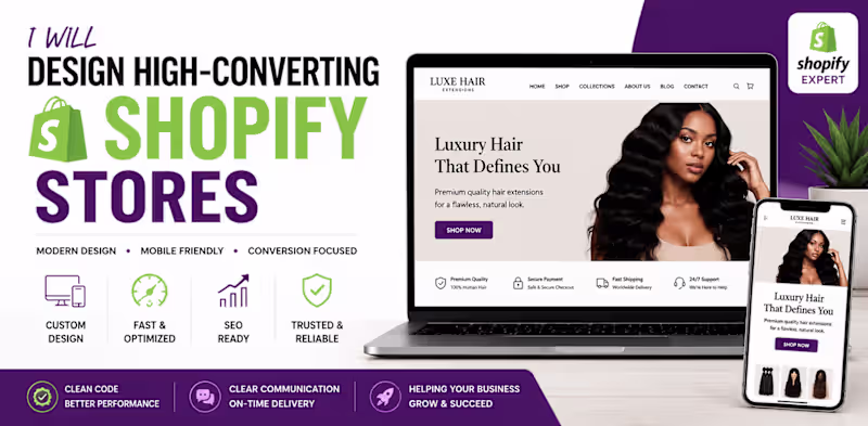 Cover image for I will fix and design a modern, high-converting Shopify website 