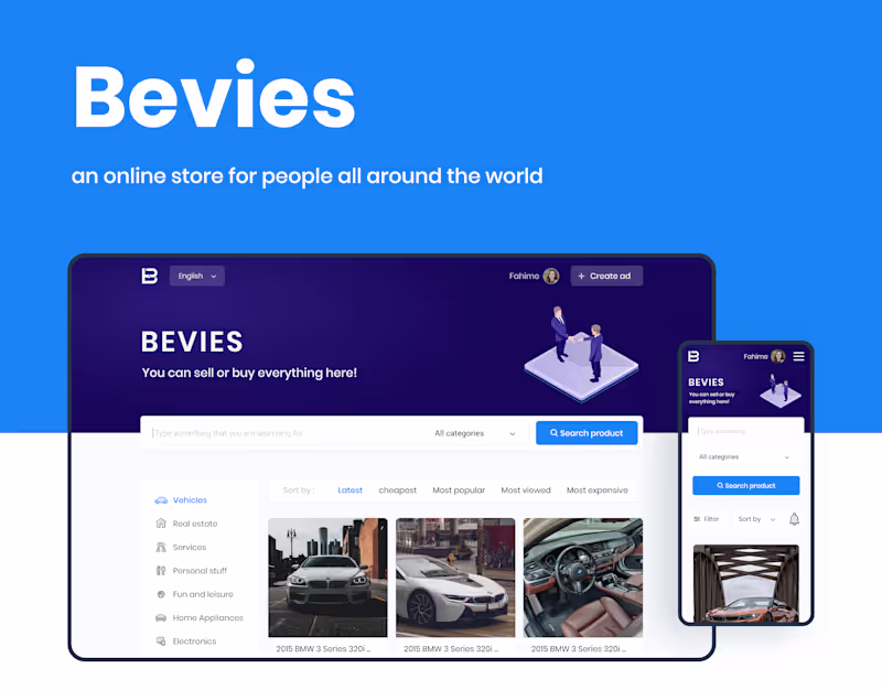 Cover image for Bevies, website design