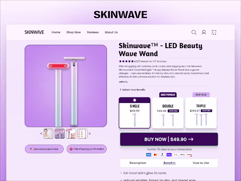 Cover image for High-Converting DTC Landing Page for Skinwave